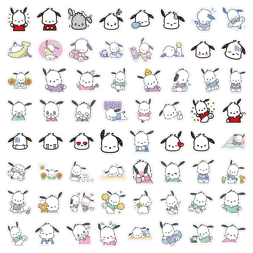 64 PCS Sanrio Waterproof Stickers - Pacha Dog & Puppy