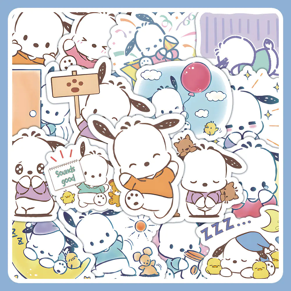 64 PCS Sanrio Waterproof Stickers - Pacha Dog & Puppy