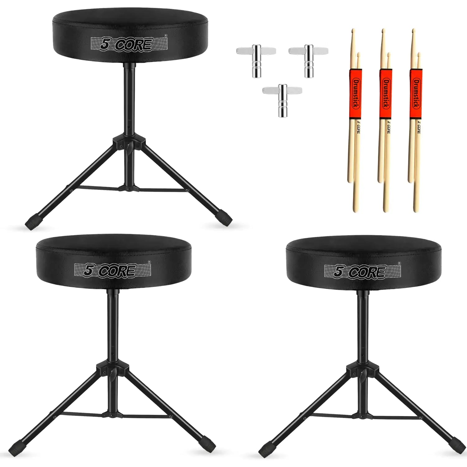 5Core Drum Throne Adjustable Guitar Stool Padded Drummer Seat for Adults & Kids
